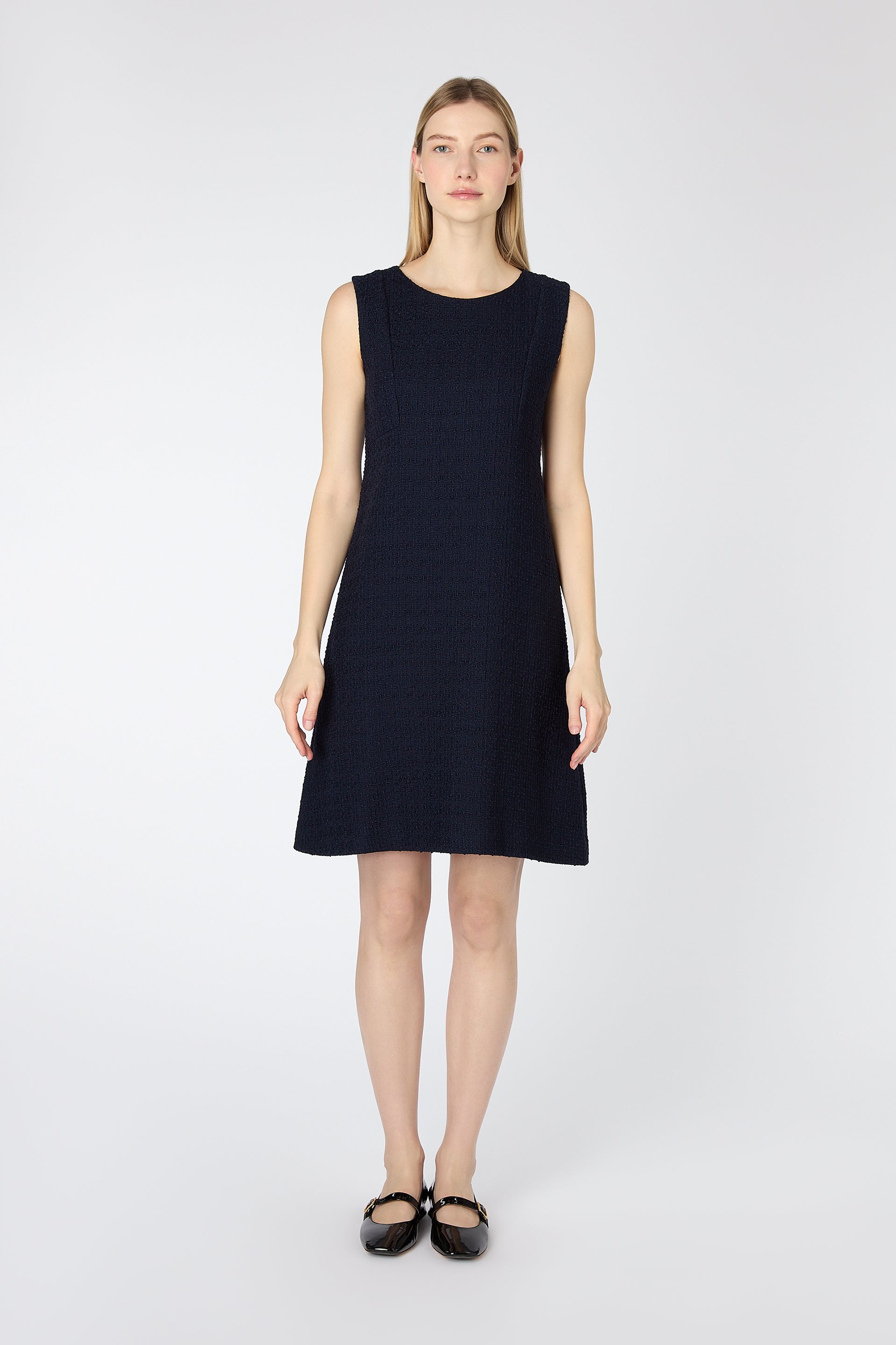 Navy sleeveless shift dress hotsell