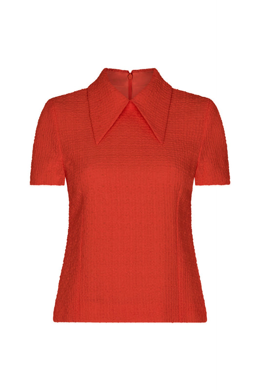 Stella Tweed Top - Red Tweed