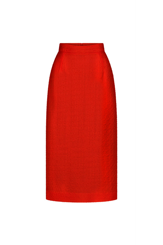 Sloane Tweed Pencil Skirt - Red Tweed