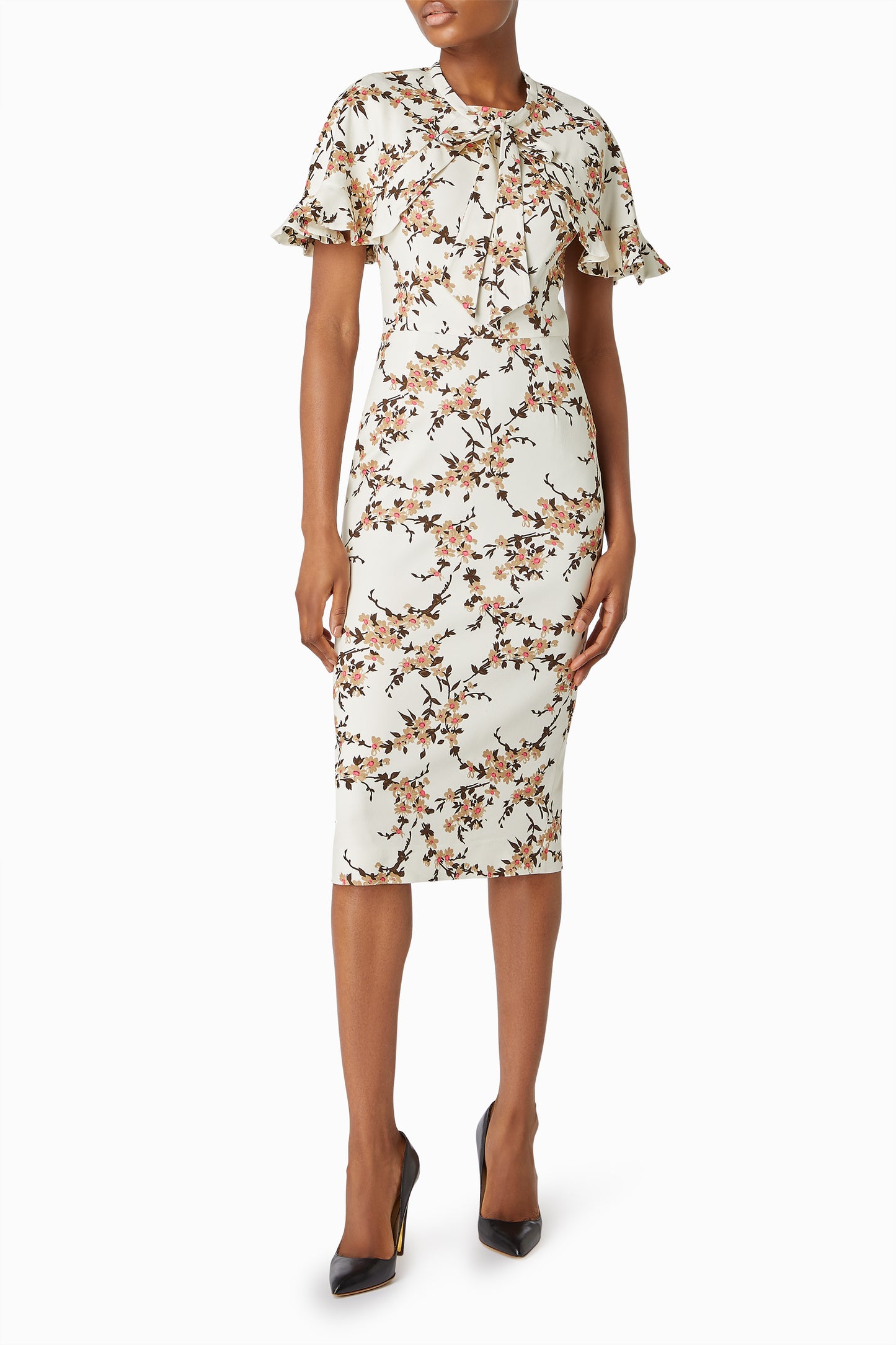 Primrose Dress - Cream Caramenl Floral Garland Print