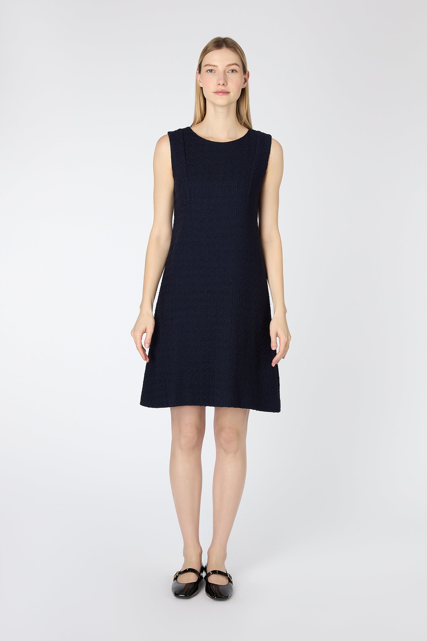 Sam Tweed Sleeveless Shift Dress - Navy