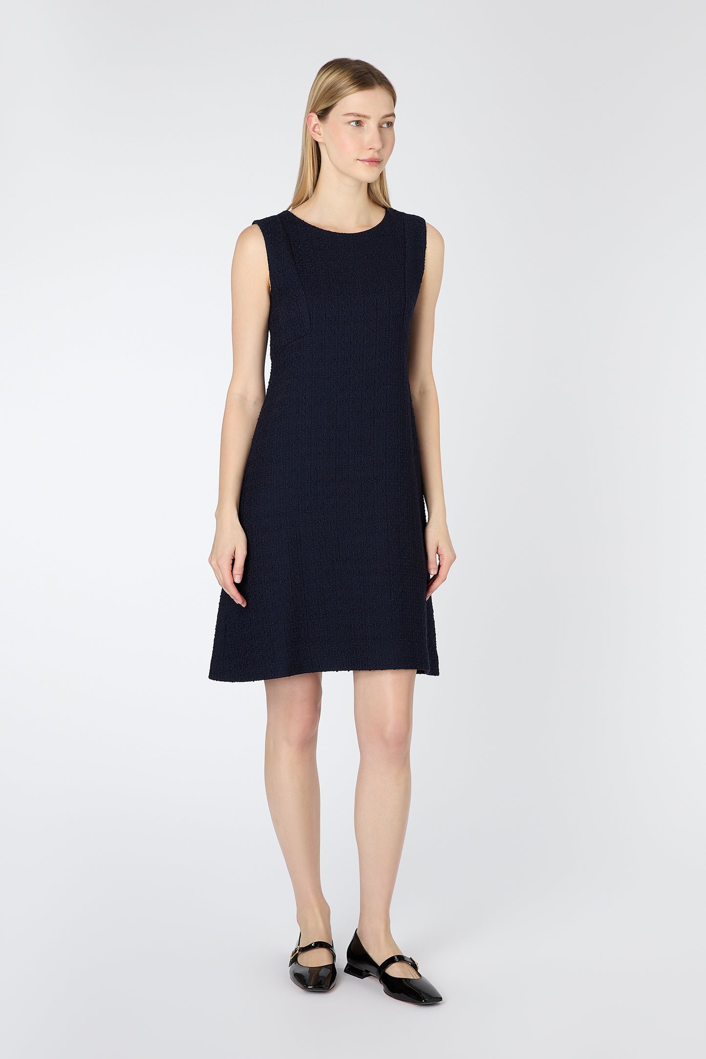 Sam Tweed Sleeveless Shift Dress - Navy