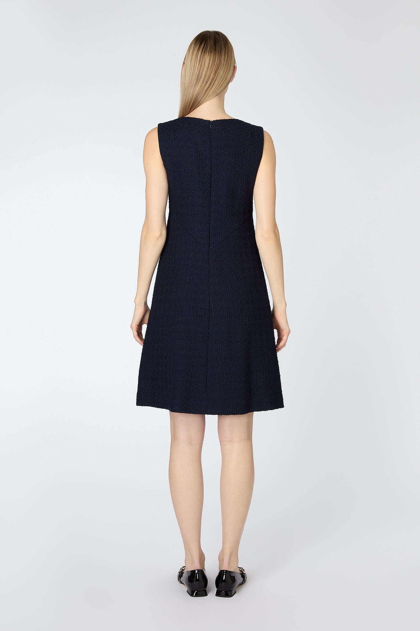 Sam Tweed Sleeveless Shift Dress - Navy