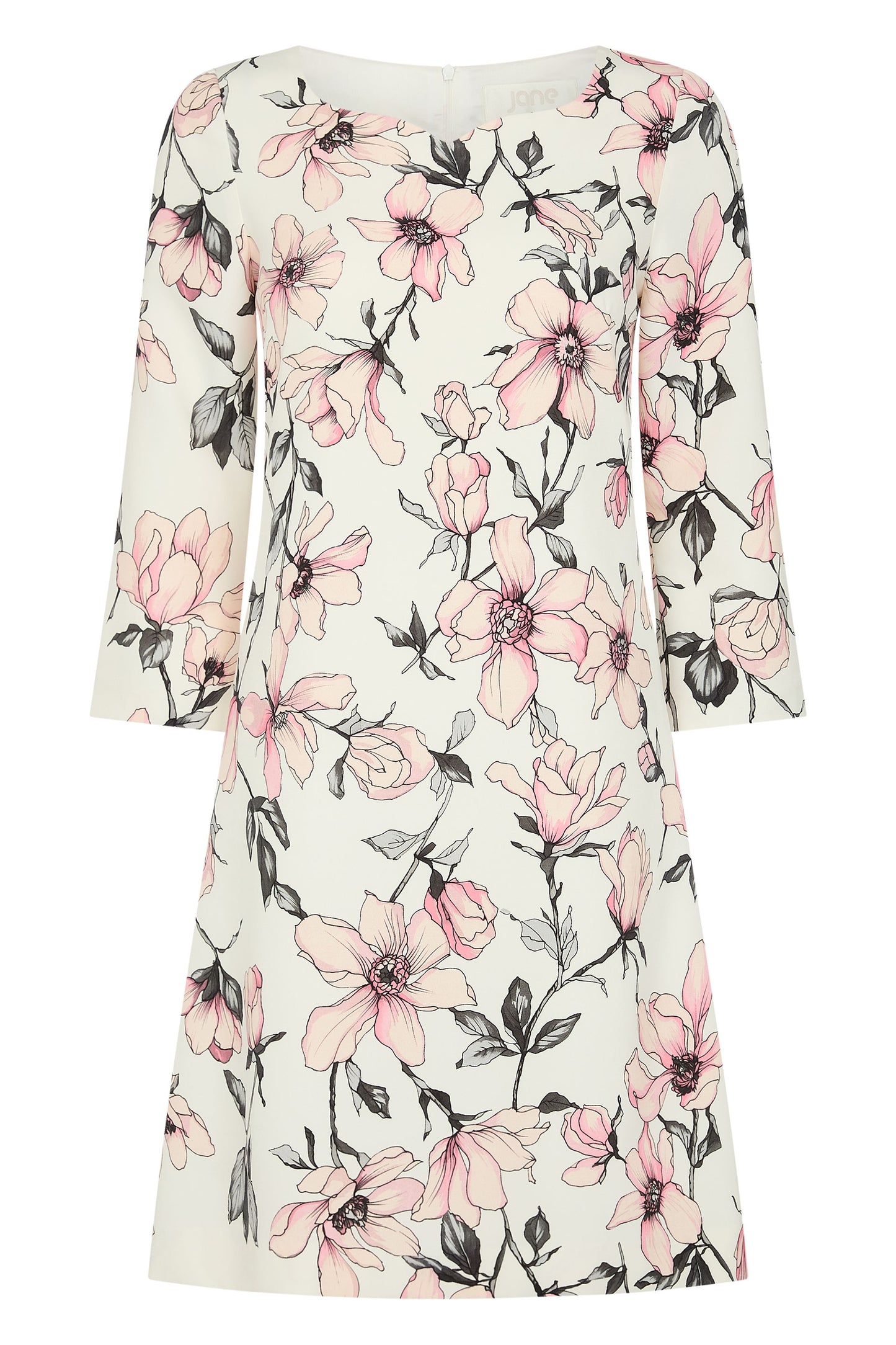 Selma Print Tunic Dress - Cream Magnolia Print