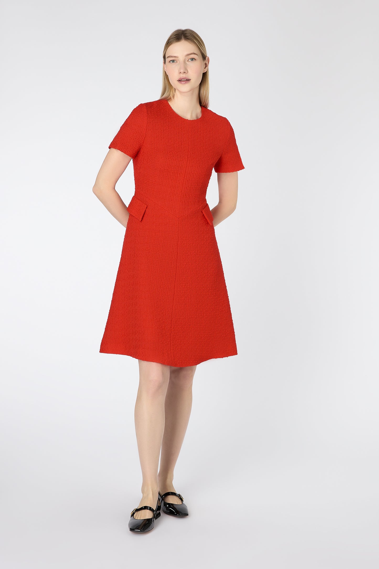 Solange Tweed Shift Dress - Red