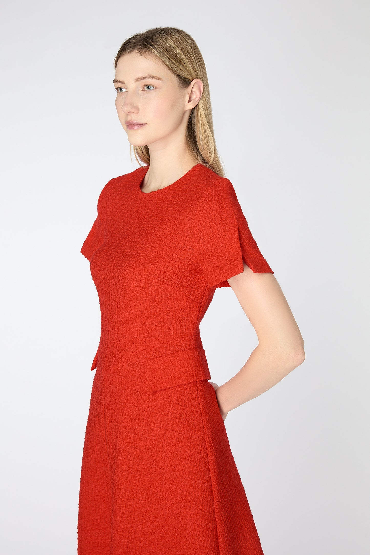 Solange Tweed Shift Dress - Red