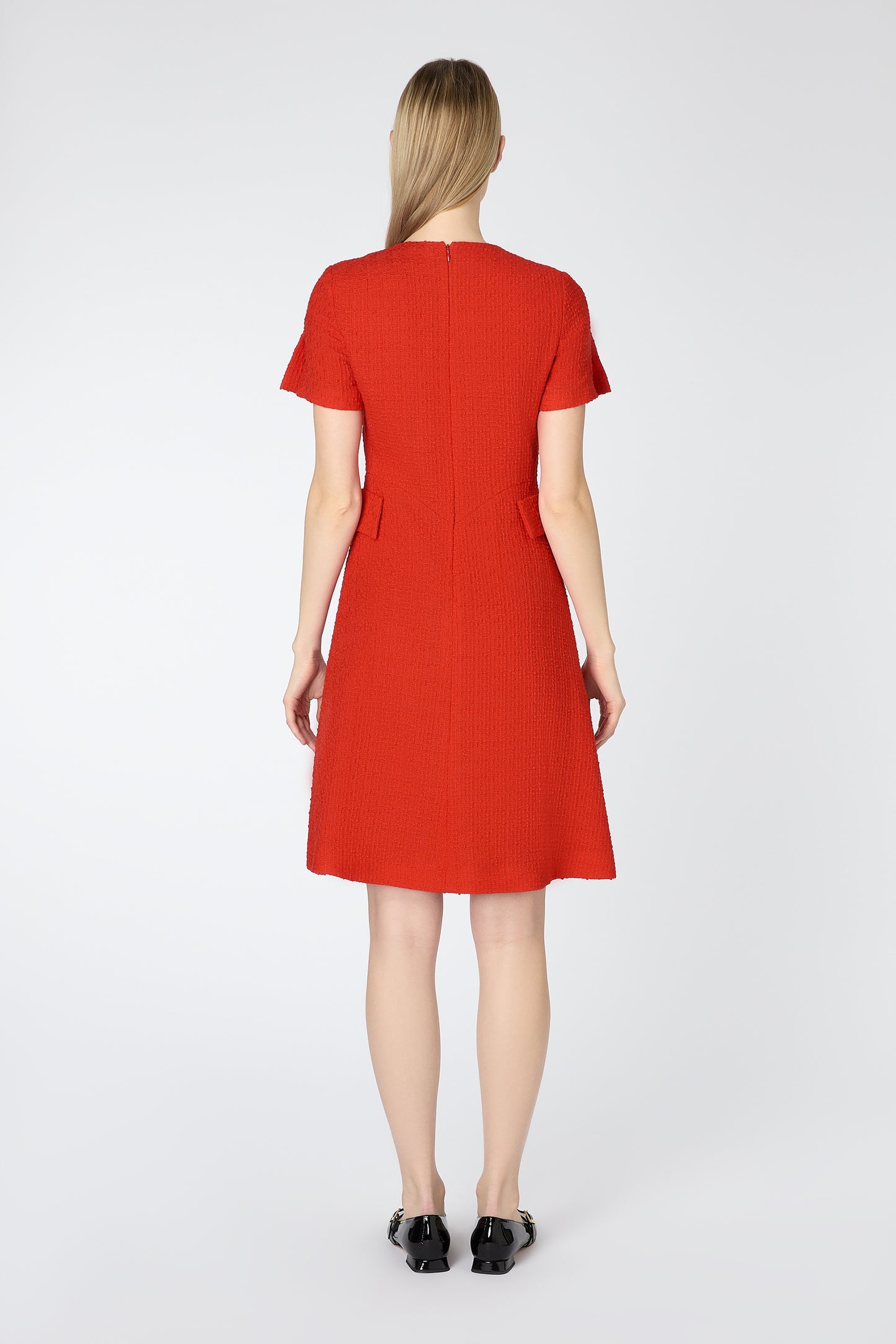 Solange Tweed Shift Dress - Red