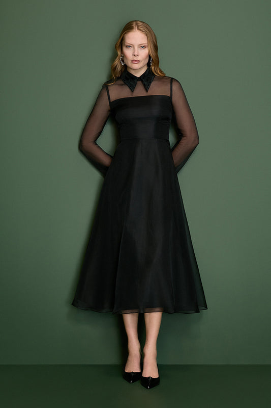 Tansy Organza Gown - Black