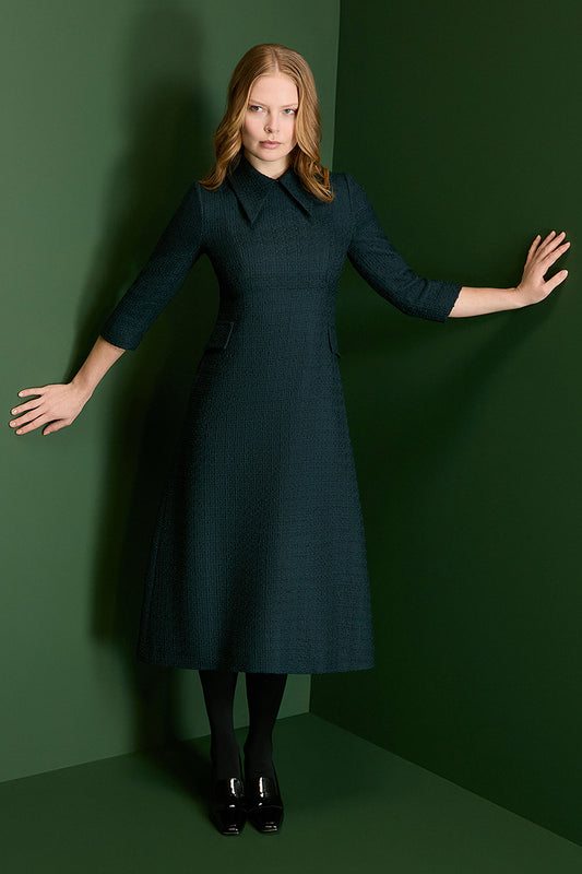 Taylor Tweed Dress - Evergreen