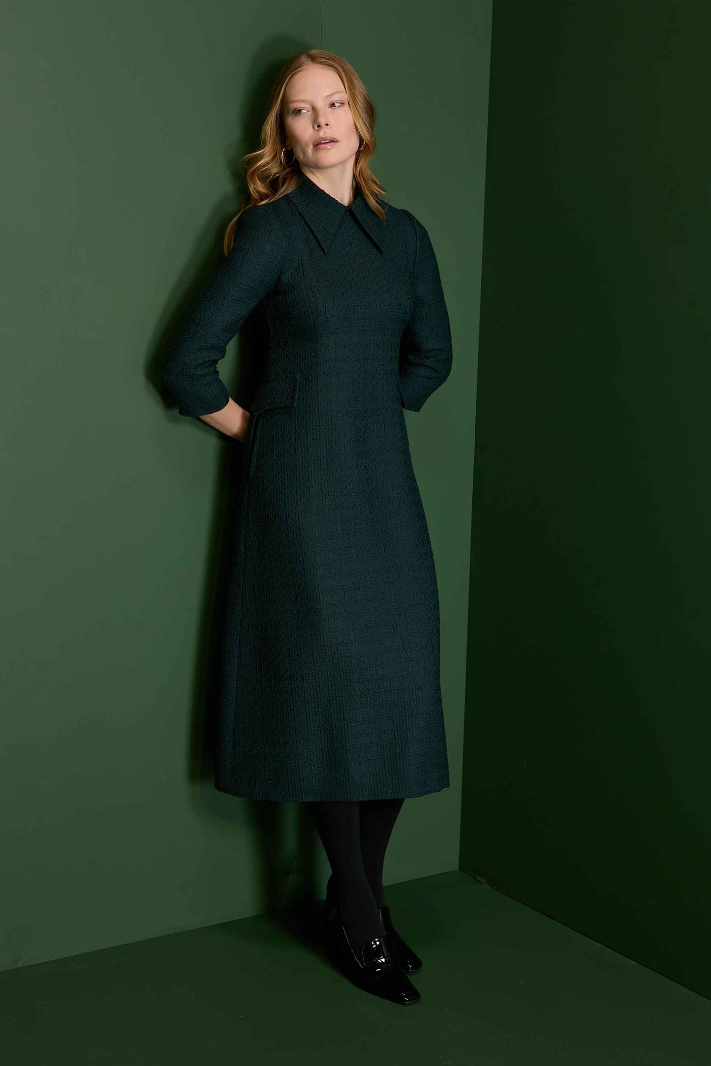 Taylor Tweed Dress - Evergreen