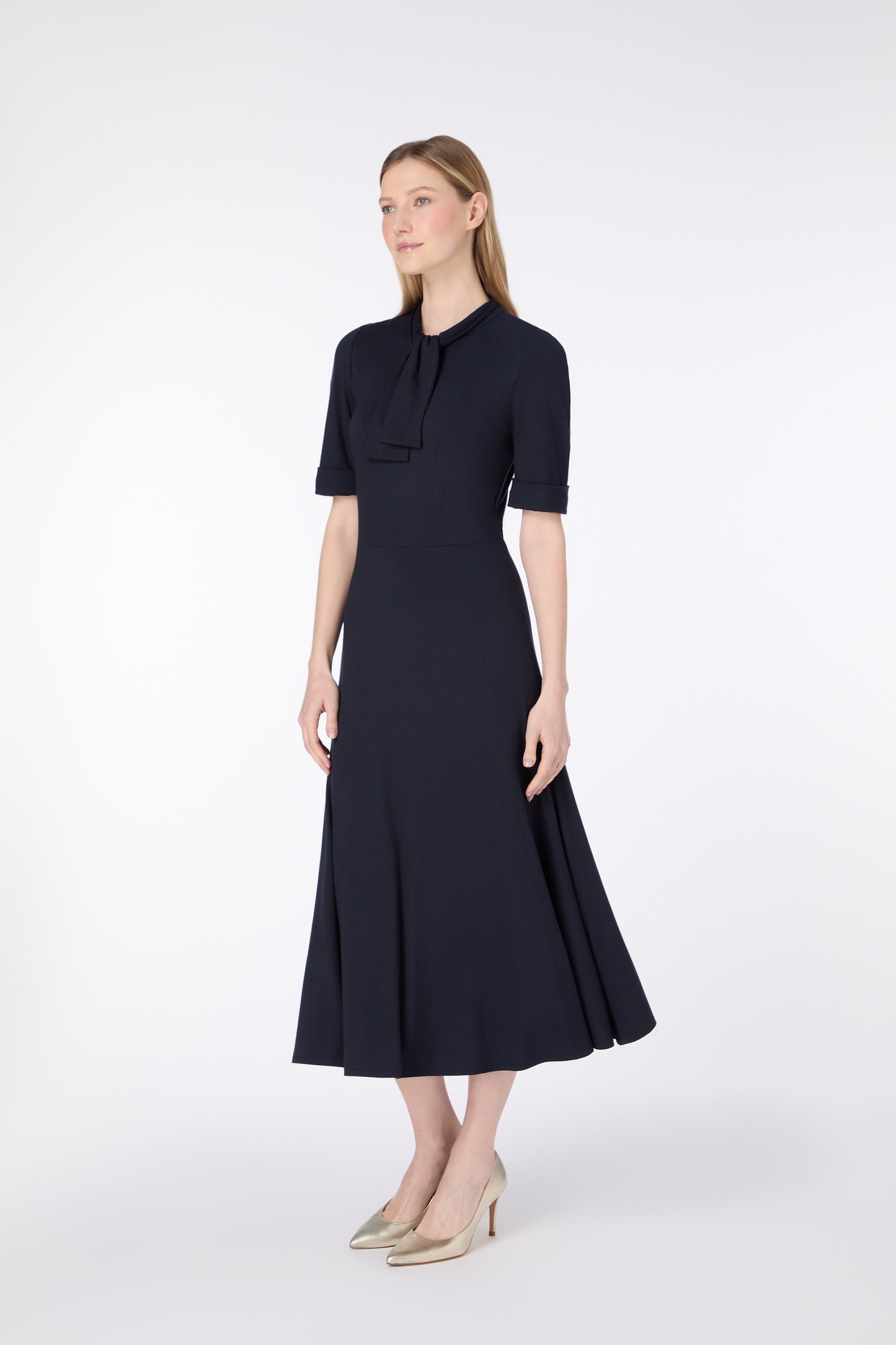 Tatiana Jersey Fit And Flare Dress - Dark Navy