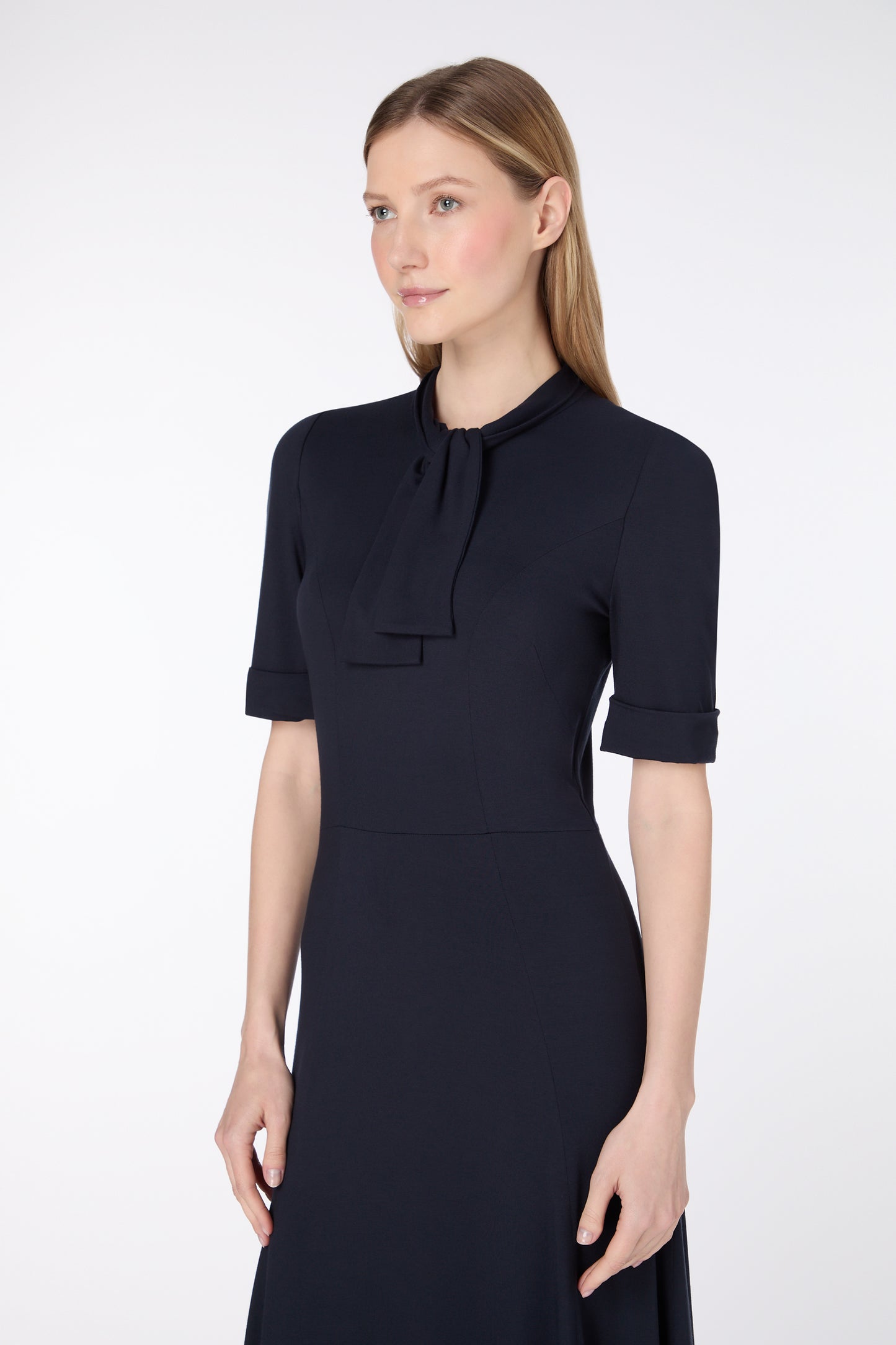 Tatiana Jersey Fit And Flare Dress - Dark Navy