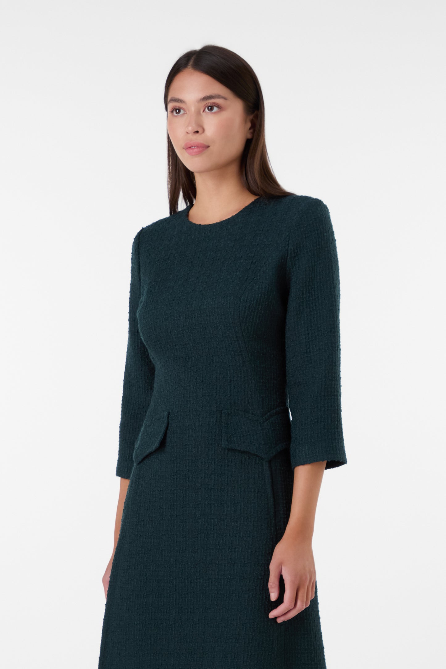 Tessa Tweed Dress - Evergreen