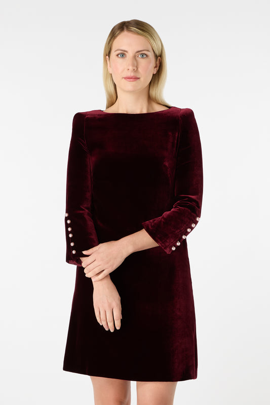 Tinkerbelle Velvet Dress - Burgundy