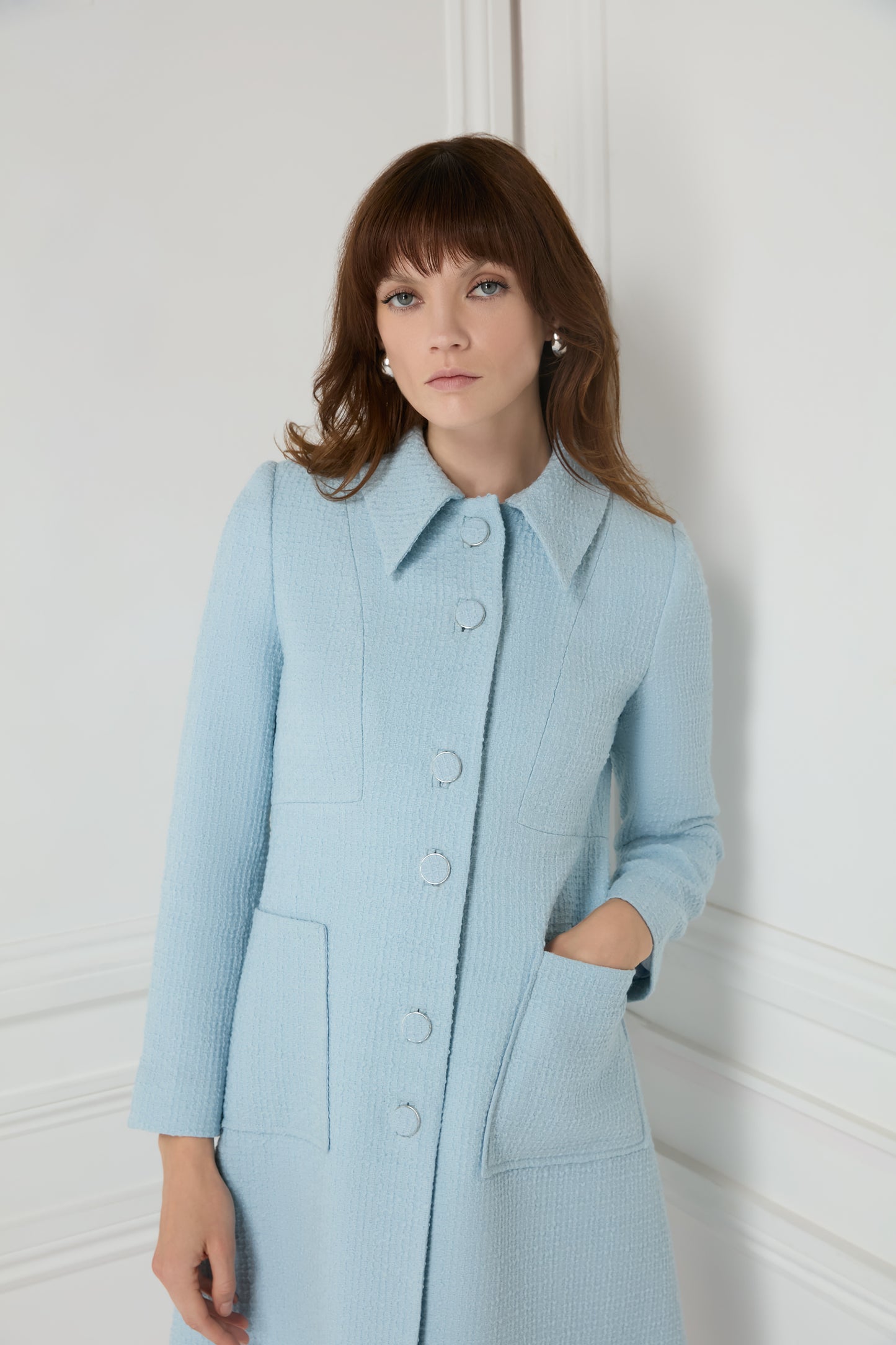 Verona Tweed Coat - Frost Blue