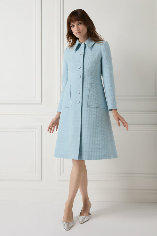 Verona Tweed Coat - Frost Blue