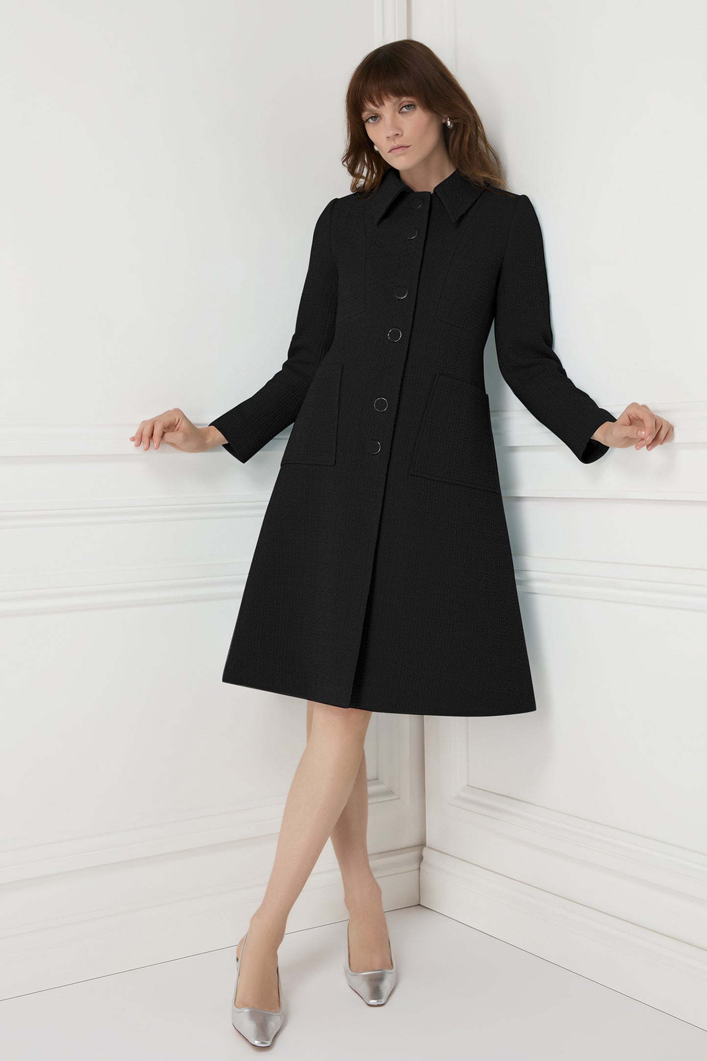 Verona Tweed Coat - Black