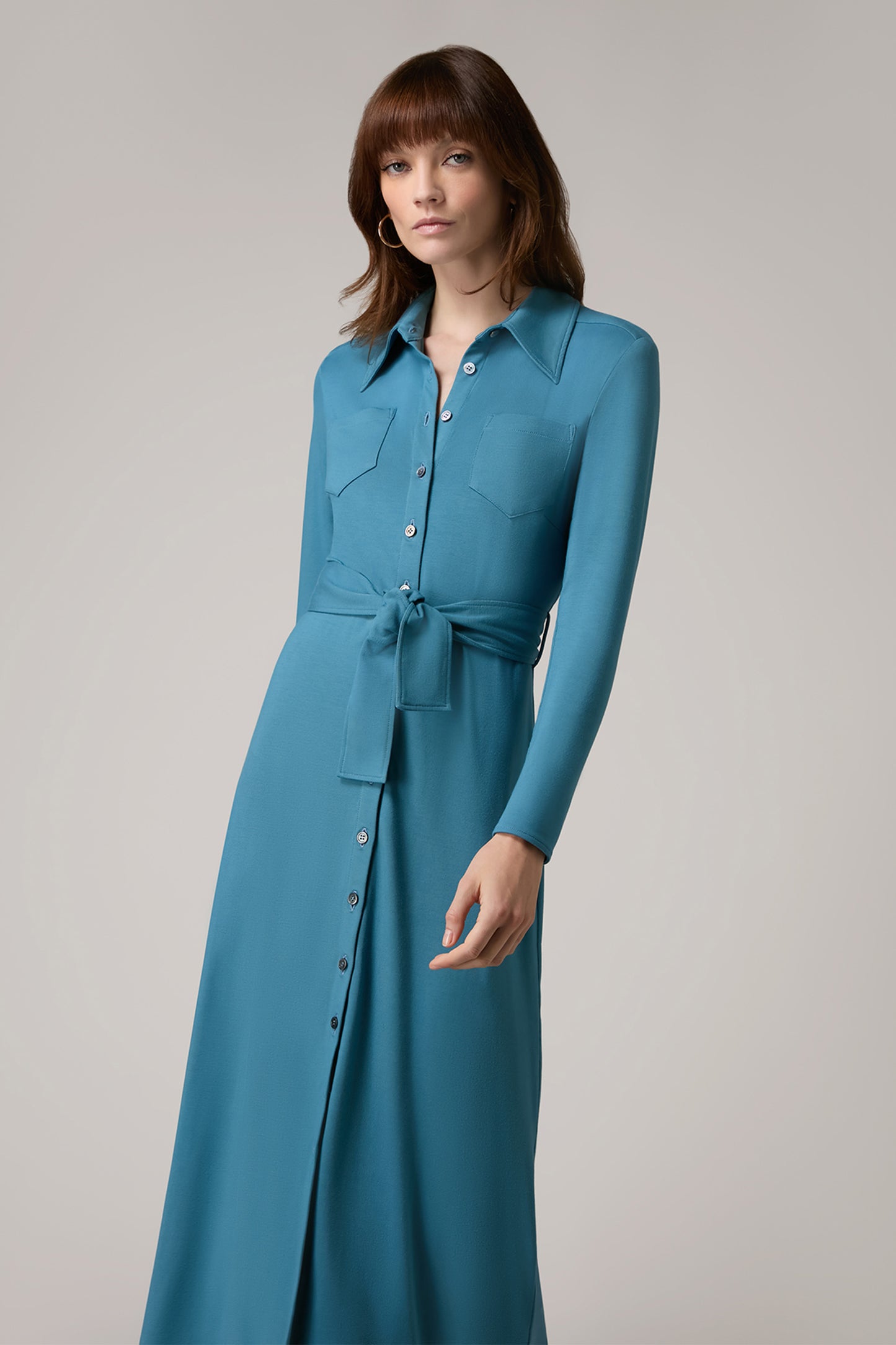 Victoria Jersey Shirt Dress - Atlantis Blue