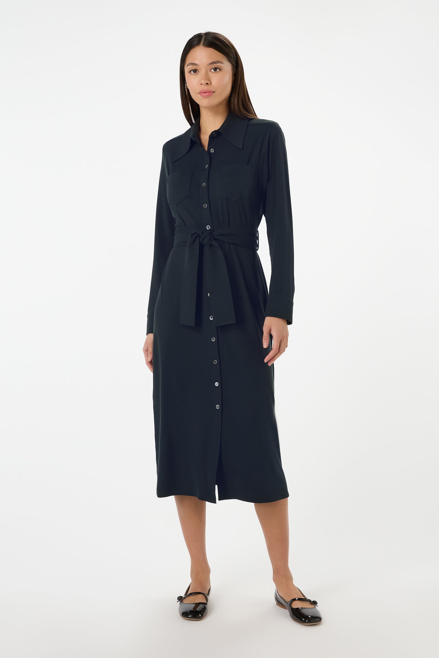 Victoria Jersey Shirt Dress - Dark Navy