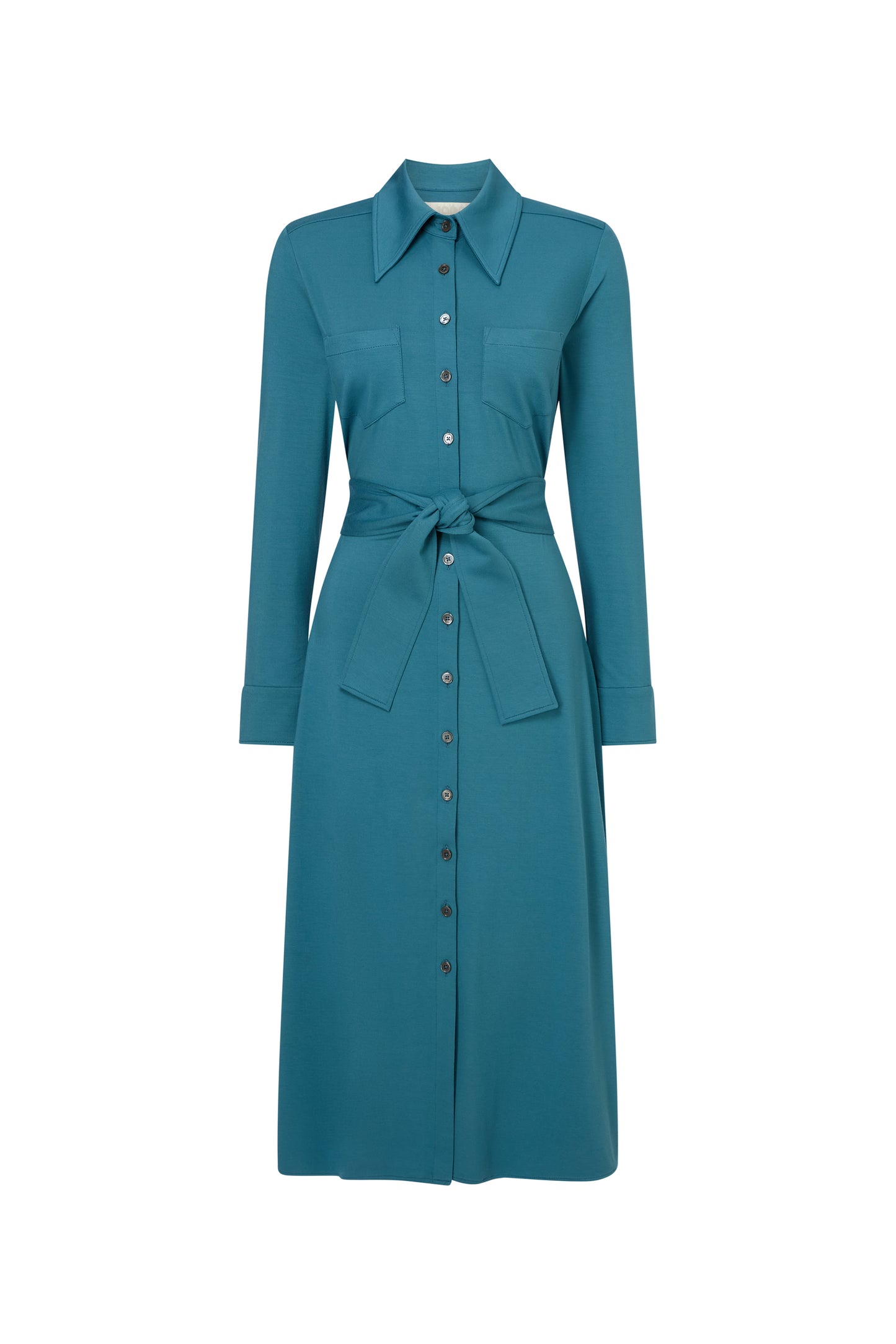 Victoria Jersey Shirt Dress - Atlantis Blue