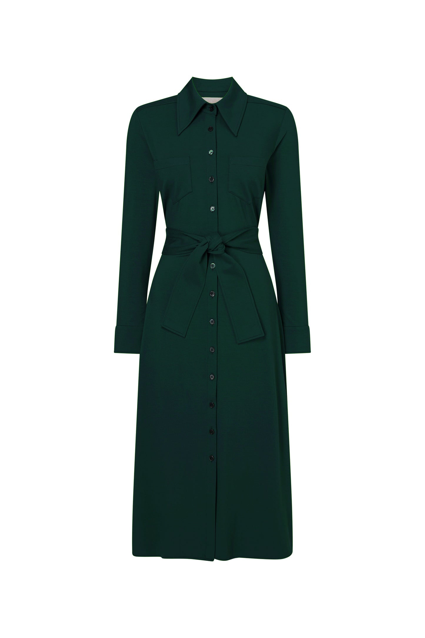 Victoria Jersey Shirt Dress - Fern Green