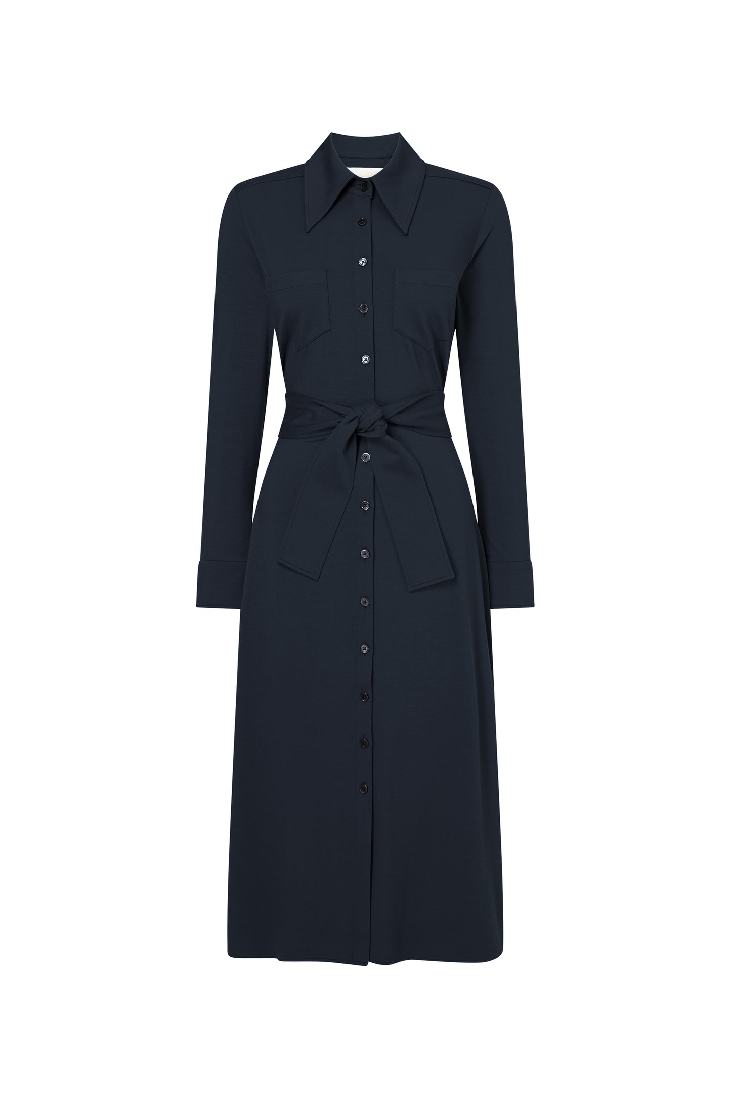 Victoria Jersey Shirt Dress - Dark Navy