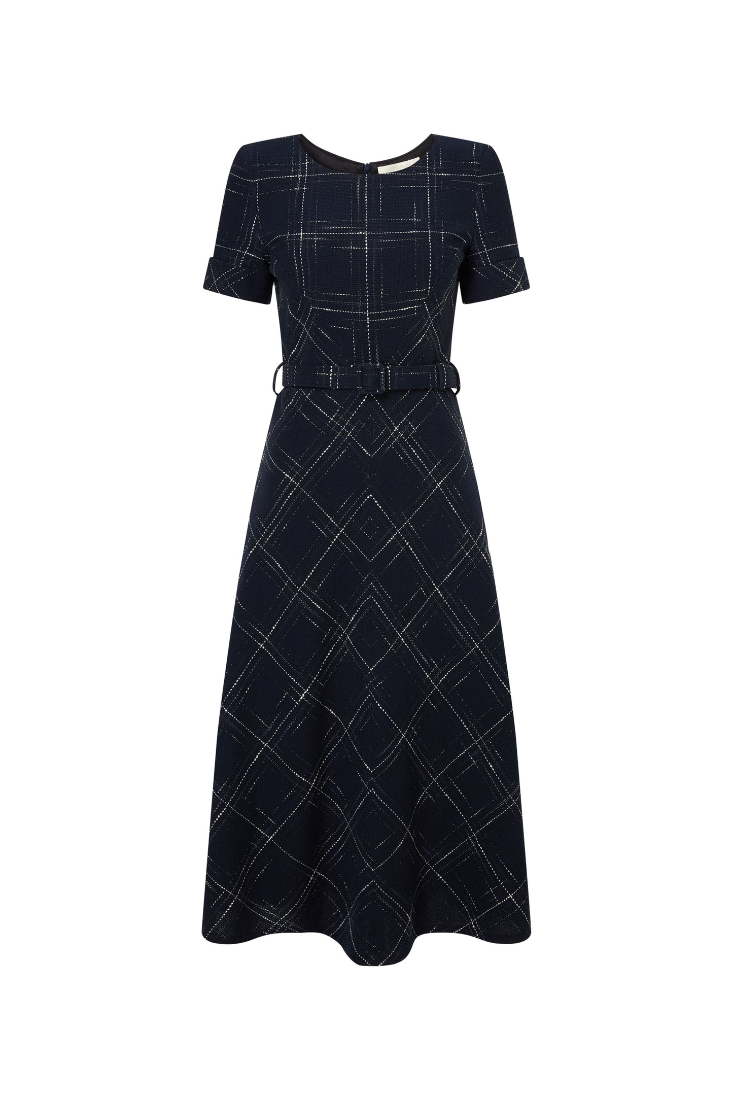 Viva Fit And Flare Dress - Navy Check