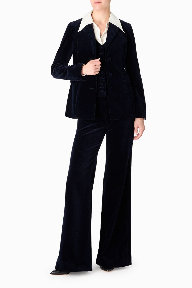 Gallant Velvet Blazer - Dark Navy