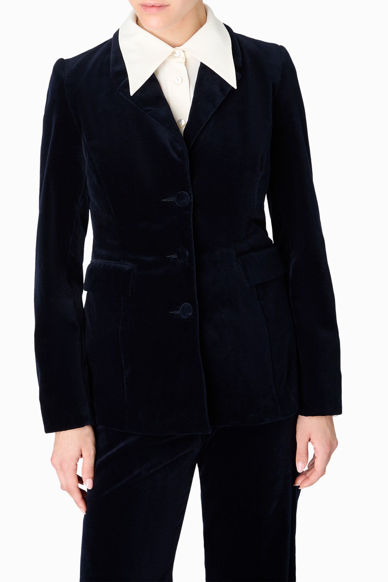 Gallant Velvet Blazer - Dark Navy