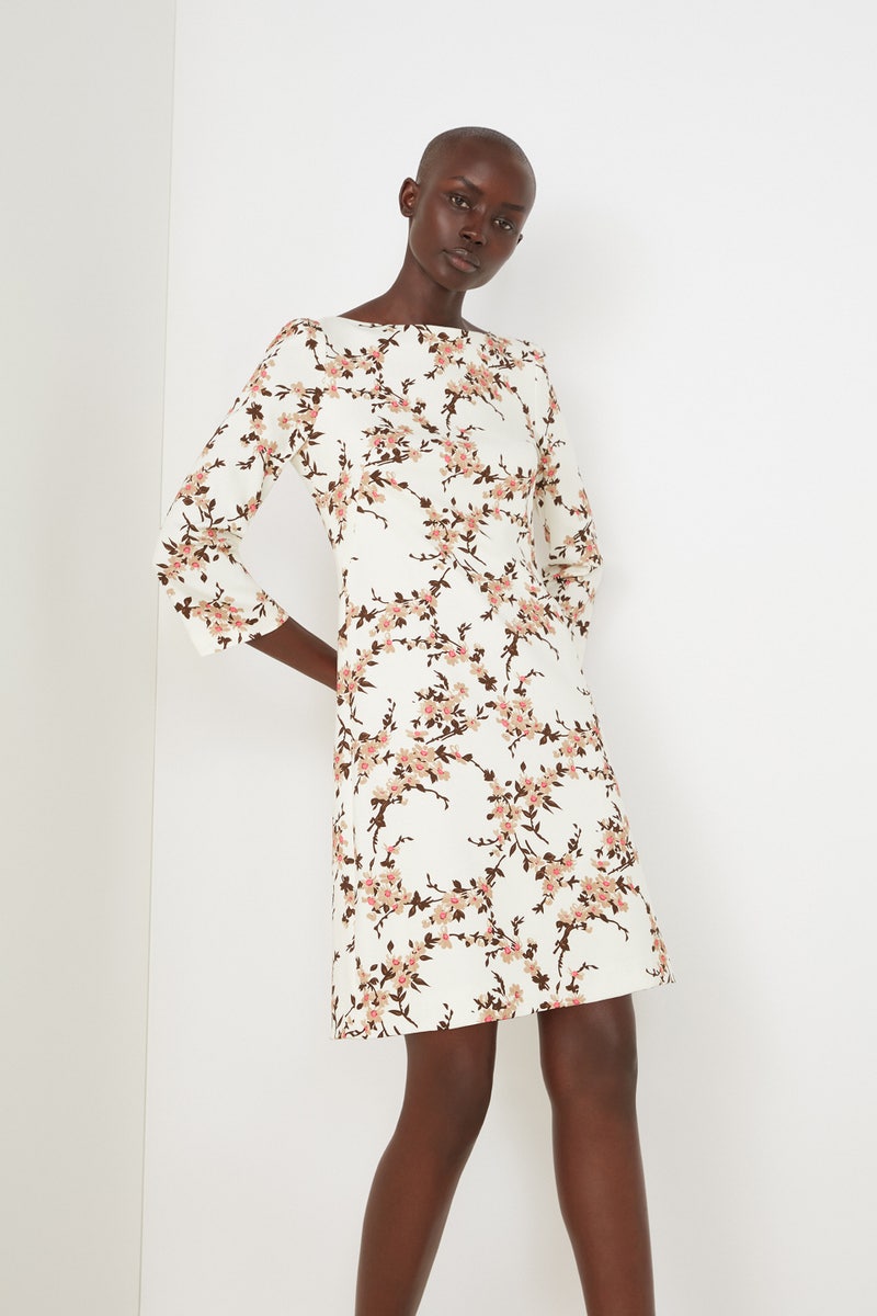 Petal Dress - Cream Floral Garland Print