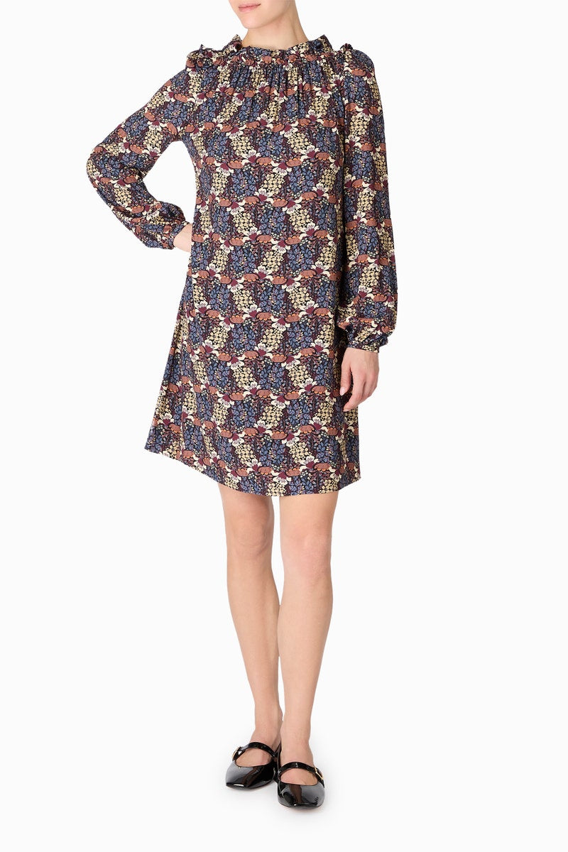 Rosalie Dress - Indigo Flower Print