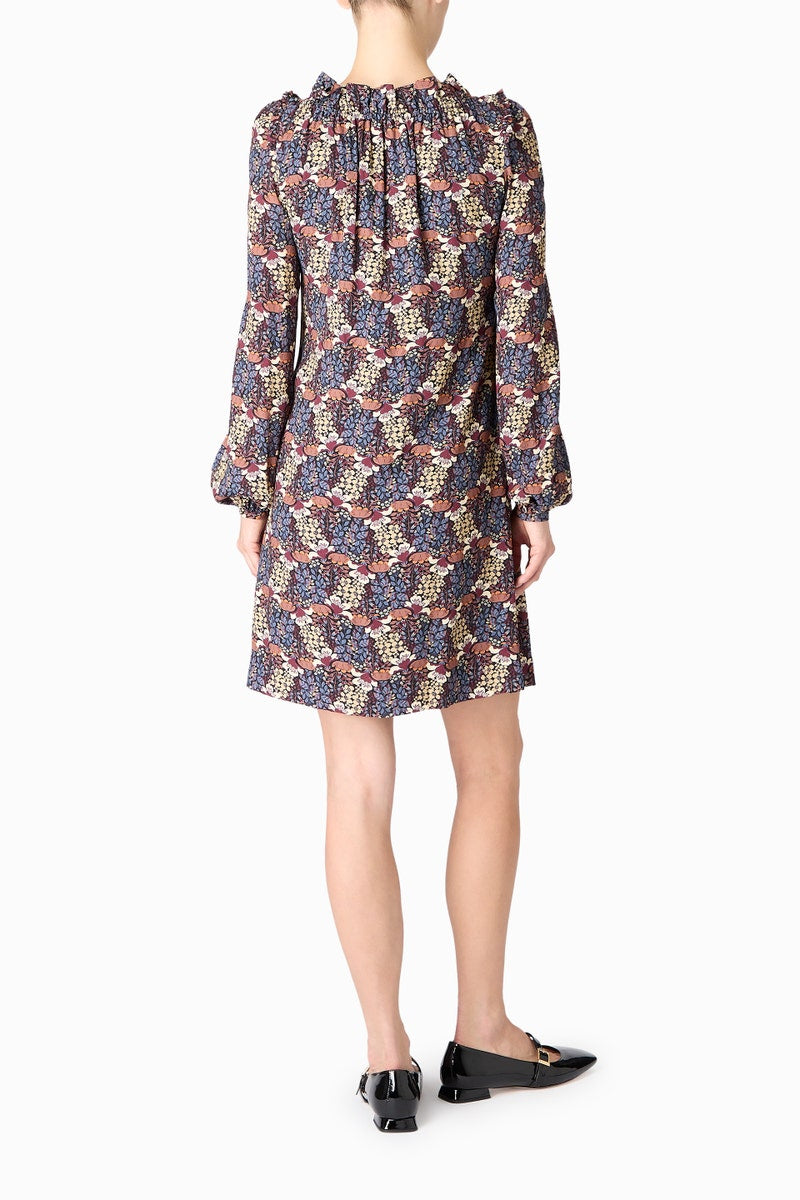 Rosalie Dress - Indigo Flower Print