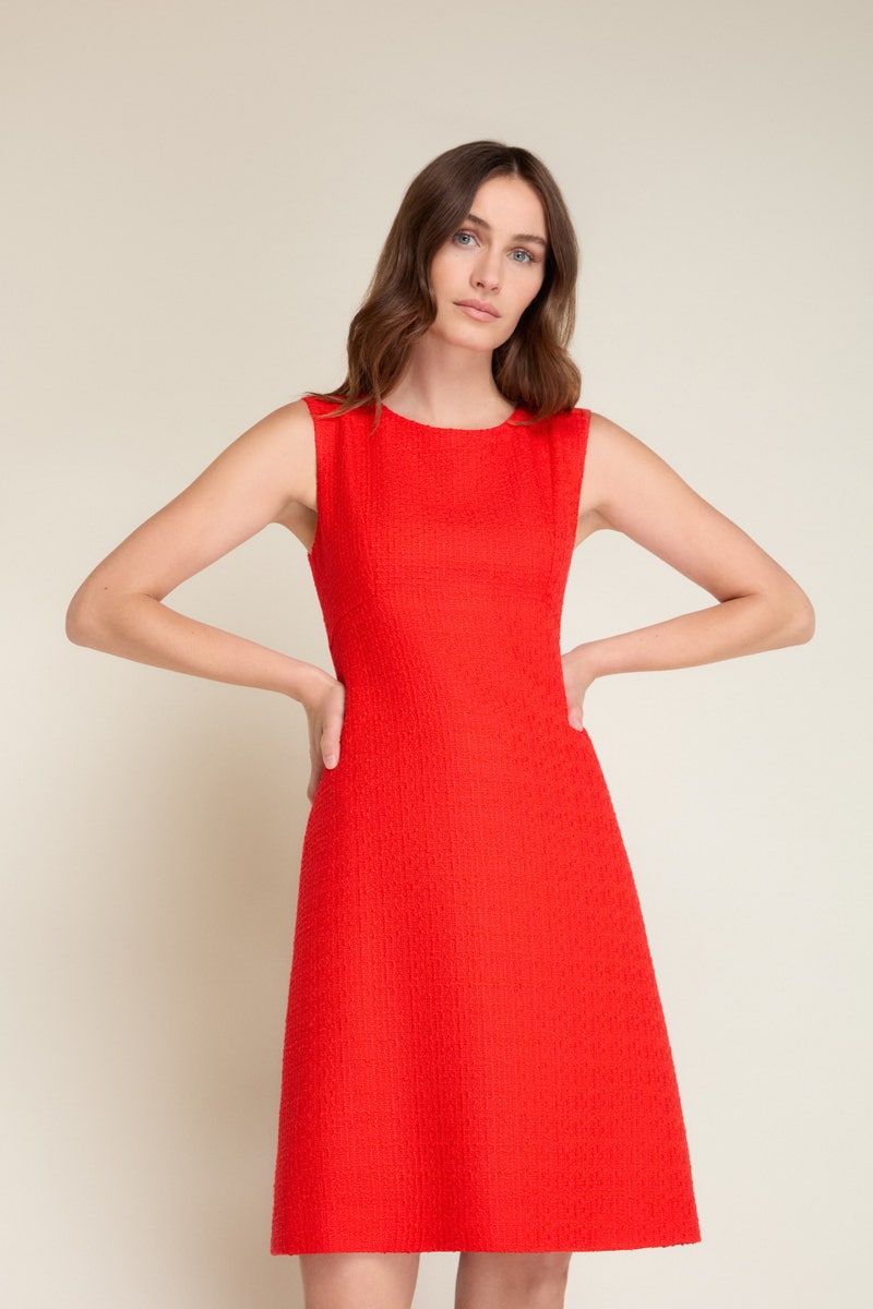 Sam Tweed Sleeveless Shift Dress - Red