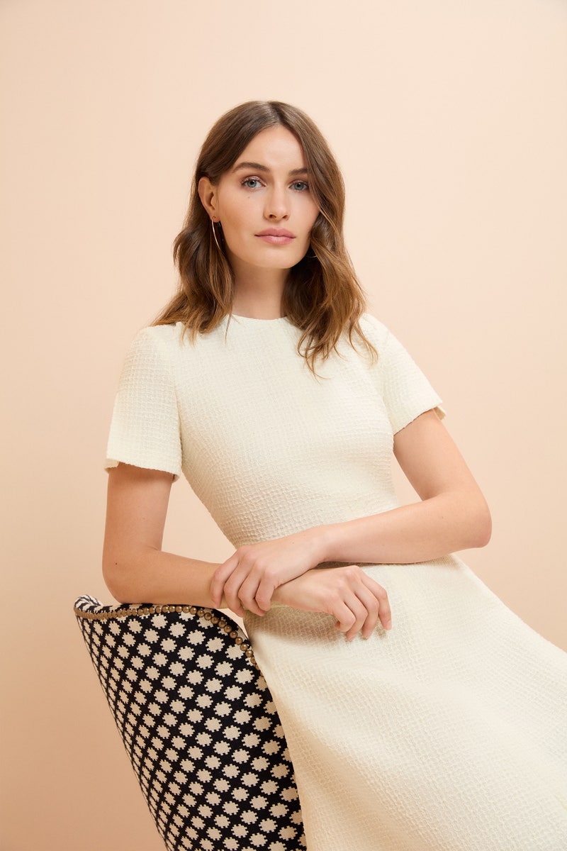 Solange Tweed Shift Dress - Vanilla